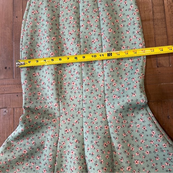ASOS Pastel Floral Green Mermaid Dress V-neck midi Feminine Bows Cottagecore 4 - Picture 11 of 12